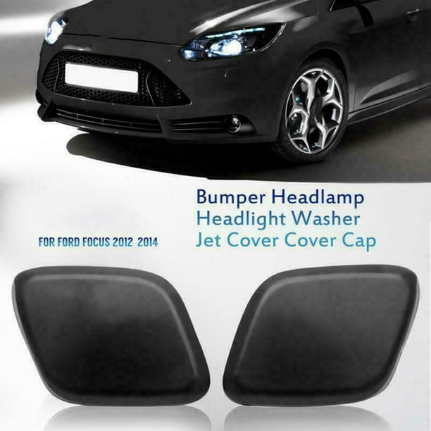 Pair Black Bumper Headlight Washer Jet Nozzle Cover Cap For Ford Focus