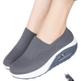 thumbnail image 2 of Domzle Women Orthopedic Sneakers Walking Shoes,Mesh Breathable Arch Support Slip-on Light Air Cushion Orthopedic Sneakers Shoes Gray, 2 of 5
