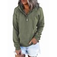 thumbnail image 1 of Sweat à Capuche d'Hiver pour Femmes, Boutonné, Manches Longues, Chaud, Col en V, Vert Foncé, S, 1 of 5