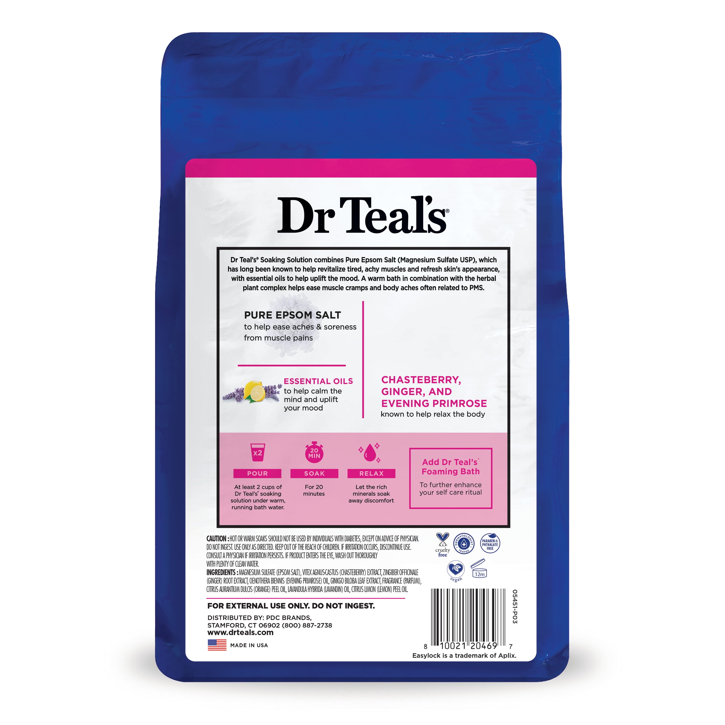 Dr Teal's Pure Epsom Salt Menstral Relief Soaking Solution, 3 lbs
