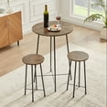 thumbnail image 5 of VECELO Bar Stools Set of 2, Industrial Wooden Bar Chairs with Metal Legs, 23.6" Counter Height Round Backless Barstools Set, Brown, 5 of 7