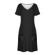 thumbnail image 3 of Vestido Corto de Verano de Moda de Color Sólido Vestido Casual de Cuello en V de Manga Corta, Desgaste Ligero de Poliéster para las Mujeres, Lavado de Manos, 3 of 7