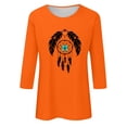 thumbnail image 4 of Dadaria T-Shirt pour Femmes Orange Manches 3/4 Col Rond Grande Taille Attrape-Rêves Été TG, 4 of 5