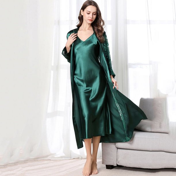 Pijamas de mujer Pijamas de seda Falda colgante Camisón de dos piezas Camisón sexy Bata de baño Pijamas Ropa de casa