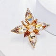 thumbnail image 2 of Marquise Cut Crystal Cluster Brooch, Gold Tone with Topaz Rhinestones, Cross Star Shape, 2 of 8