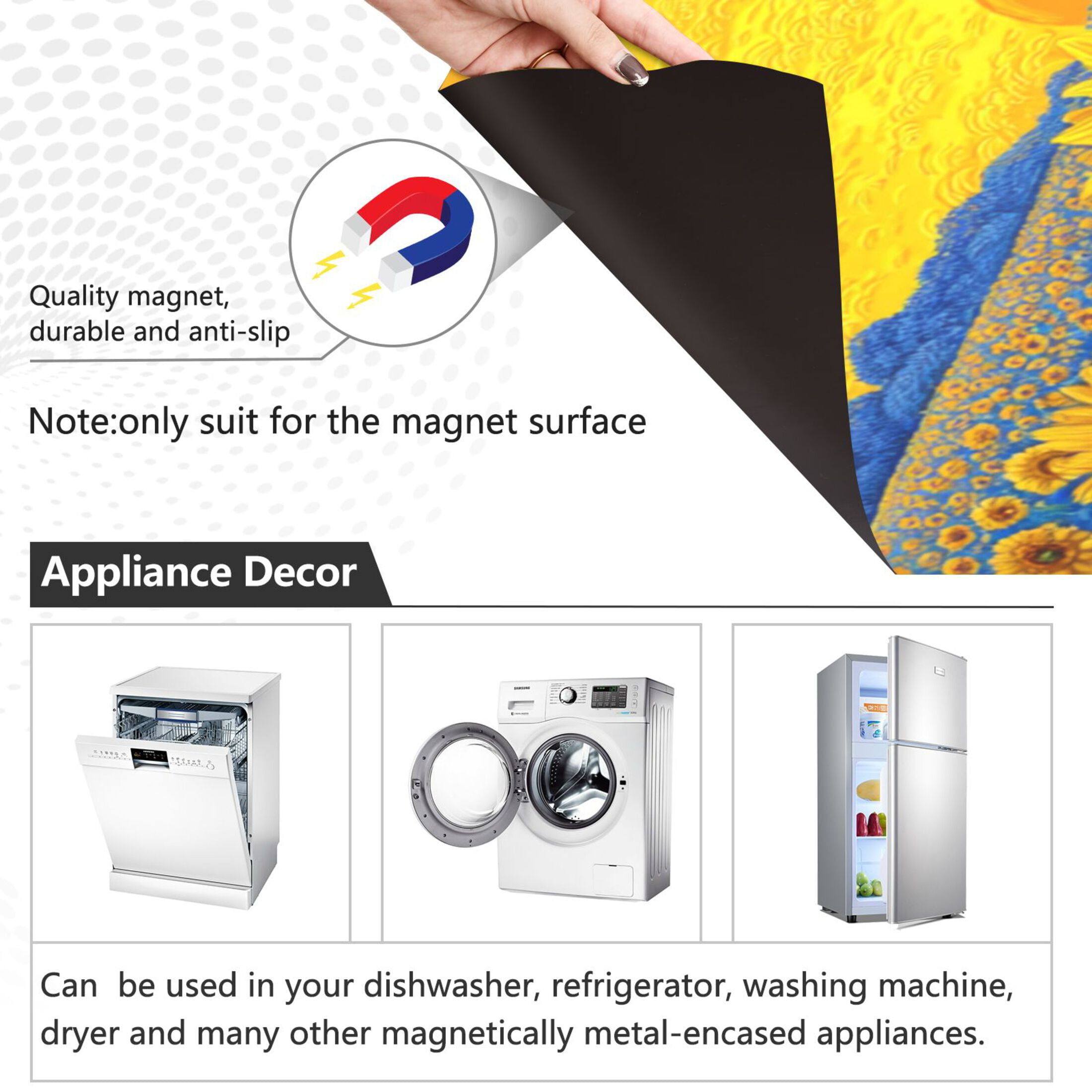 Dishwasher Magnetic Refrigerator Magnet Cover Sticker Home Decorative 23"x26" Sunflowers in The Field
