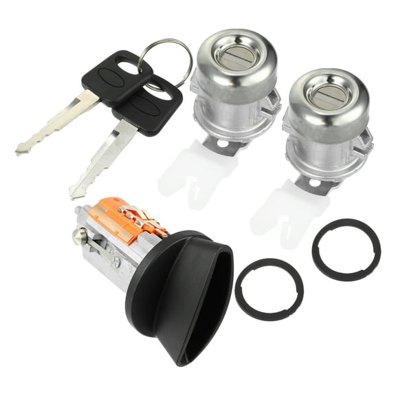 Unique Bargains 1 Set No.7C3Z-1521990-A Door Lock Cylinder for Ford F150 1997-2011 Ignition Switch Matched 2 Same Keys Black