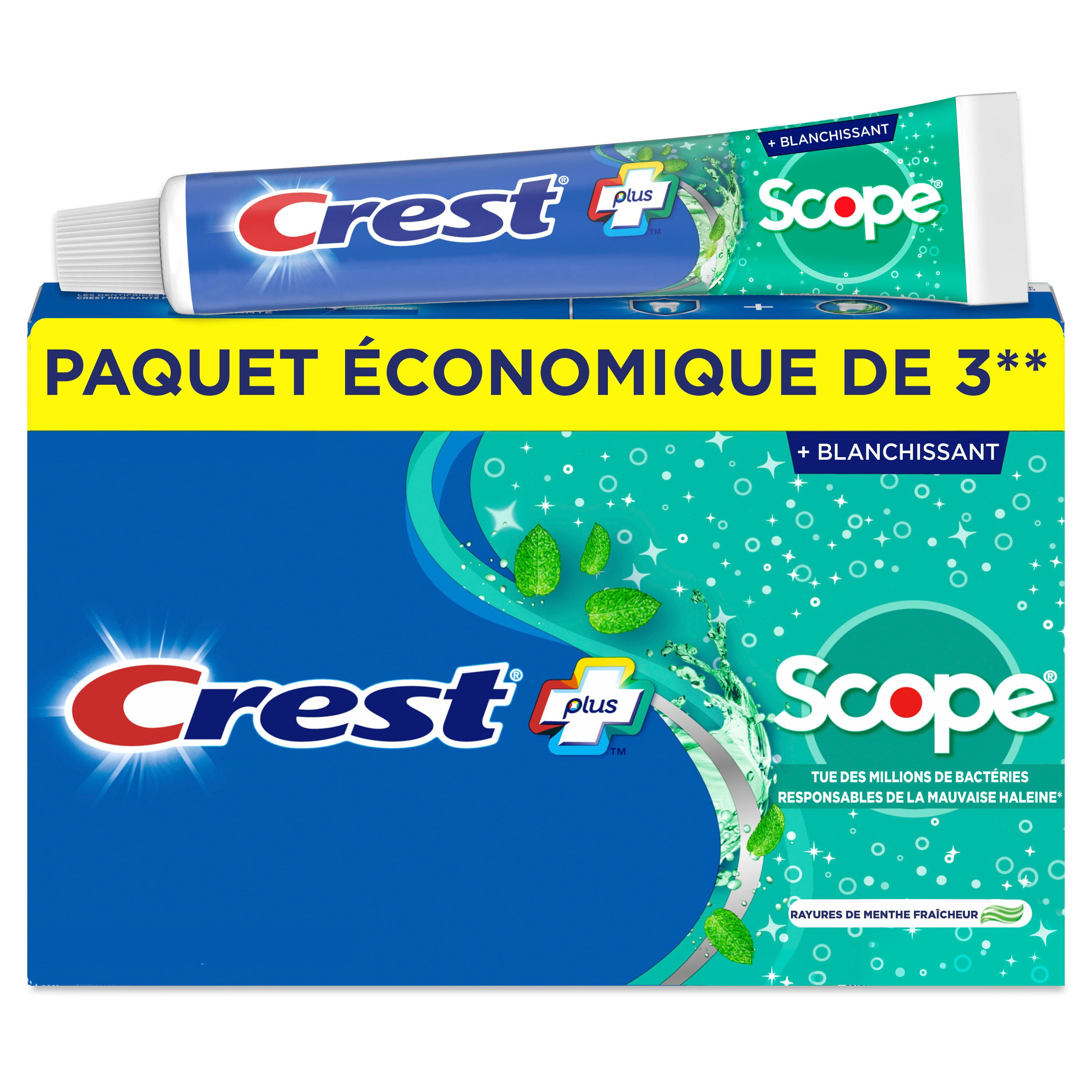 Crest Complete Whitening Plus Scope Toothpaste, Minty Fresh, 3 x 120 mL, 360ML