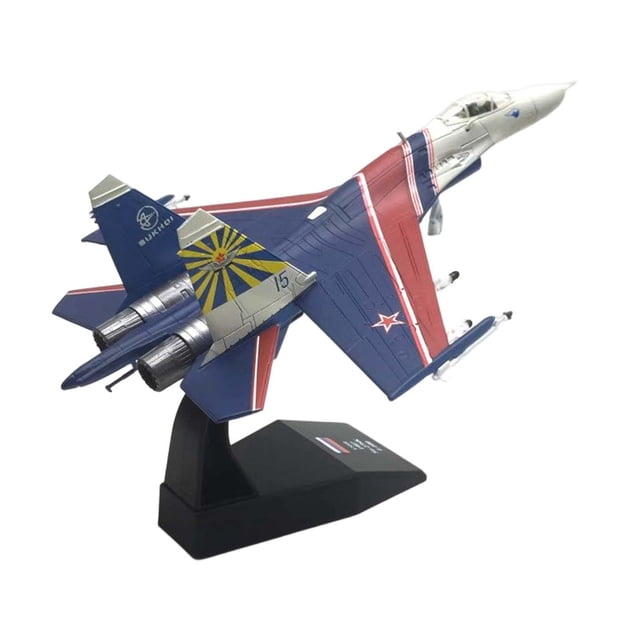 1/100 modelo de avión SU-27 con soporte Diecast Display simulación de avión de modelo de avión para estante Mesa Café Decoración CUTICAT Figuras de aviones de combate