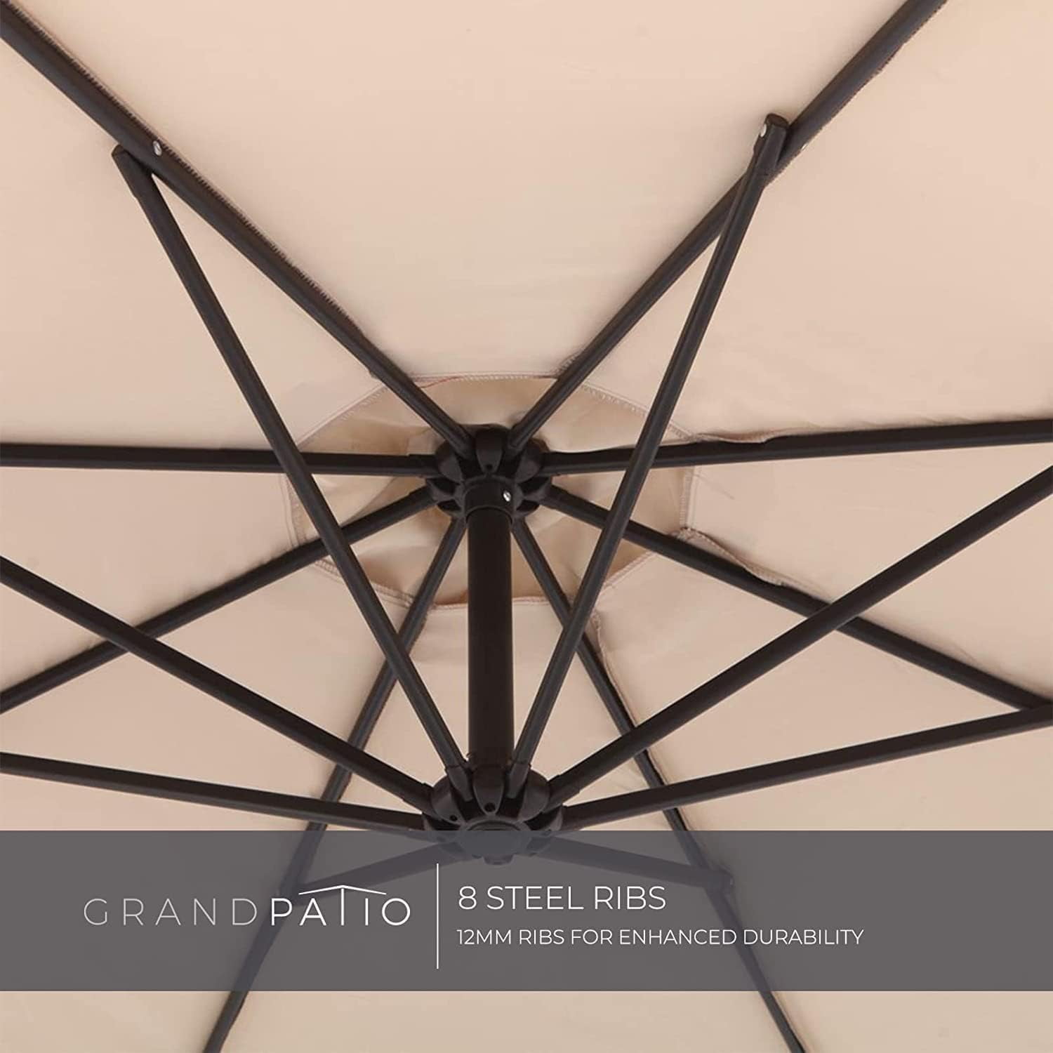 Grand Patio 11 ft Outdoor Offset Umbrella Deluxe Cantilever Umbrella with 360° Rotation for Backyard, Patio, Deck(Champagne, without Base)