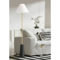 Possini Euro Design Bamba Modern 61 3/4" Tall Standing Floor Lamp Skinny Gold Black Metal Brass Finish Living Room Bedroom House
