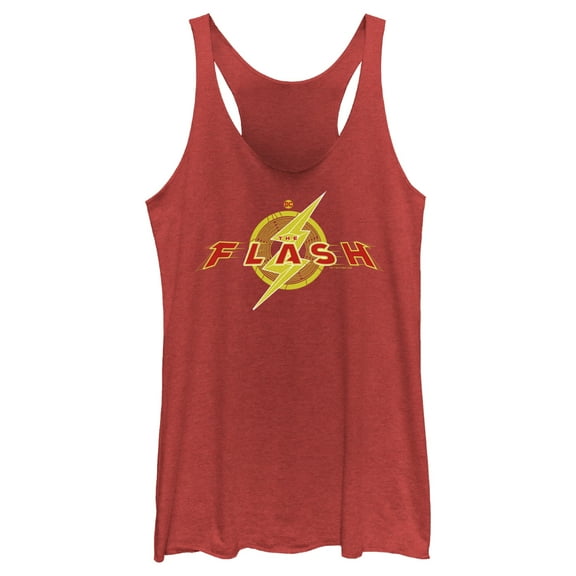 Women's The Flash Animated Logo  Racerback Tank Top Red Heather Small