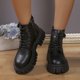 thumbnail image 5 of NECHOLOGY Botas Mujer Adulto Femenino Zapatos Botines mujer Zapatos de mujer Moda Suela gruesa Medias botas de manga larga Botas de nieve cálidas de felpa para exteriores (Black, 37.00), 5 of 7
