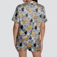 thumbnail image 5 of Weebloom Halloween Womens Summer Pajamas Sets Two Piece Outfits Cat Print Short Sleeve V Neck Shorts Set Sleepwear Nightwear Pjs Loungewear Grey 2Xl, 5 of 6