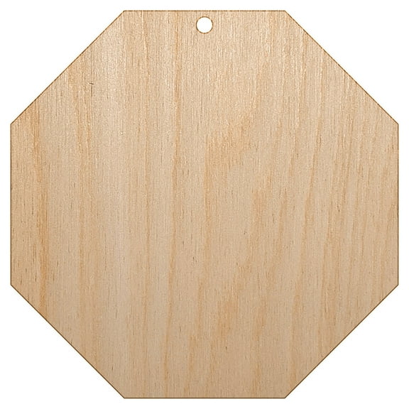 Octagon Solid Wood Holiday Christmas Tree Ornament Unfinished DIY Pre-Drilled Craft