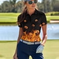 thumbnail image 4 of Whosucclay Soft Women Short Sleeve Golf Shirts, Flaming Pumpkin Pattern Polyester Quick Dry Lightweight Tennis Shirt for Travel Hiking Summer Size Small, 4 of 9
