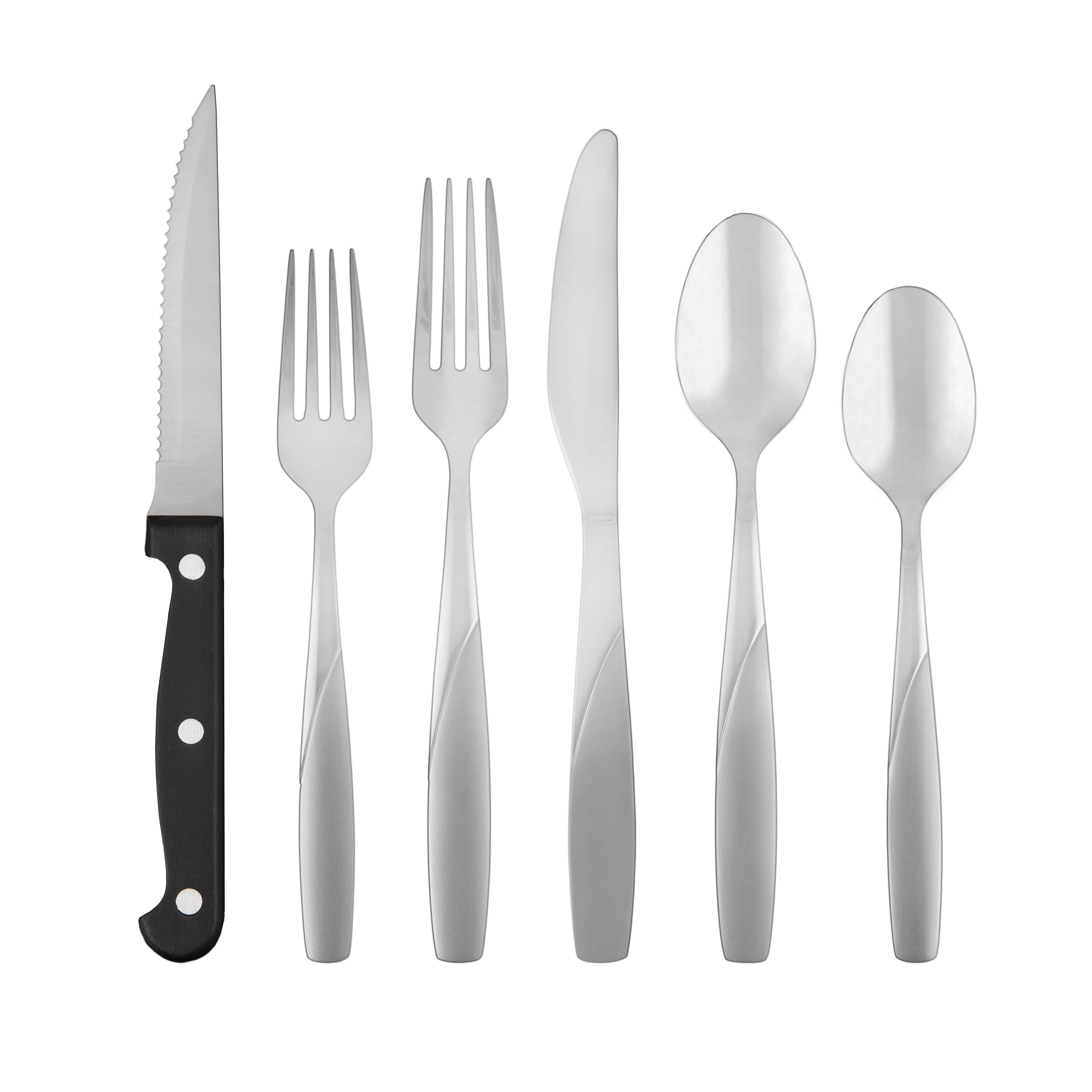 36 PCS Silverware Set Steel with Steak Knives Flatware Cutlery Set Service for 6 