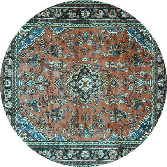 Ahgly Company Indoor Round Persian Light Blue Traditional Area Rugs, 5' Round