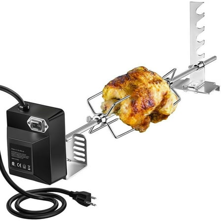 Universal Heavy Duty BBQ Rotisserie Kit for Grills,4W 110V Rotisserie Grills Kit Electric Motor for Gas Grills Home Outdoors