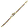 thumbnail image 2 of 14k Gold Tri-color Dc Cubic Zirconia 15 Anos Crown Quinceanera 7 Inch Bracelet Link Bracelet for Women, 2 of 2