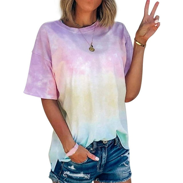 Nlfie Femmes Cravate Teinté Imprimé Manches Courtes Col Rond Pull-Overs