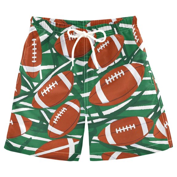 joogoo Kids Boys Swim Trunks Rugby Balls Football Beach Board Shorts Drawstring Swimsuit Kid Teen L