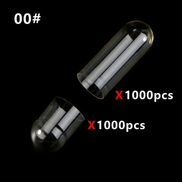 1000 Pcs Format Standard 00# 0# 1# Capsules Vides Gélatine Capsules Claires Gélatine Dure Creuse Capsules Transparentes Séparées Jointes