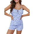 thumbnail image 2 of Liacowi Women Pajamas Set 2 Pieces Loungewear Floral Print Tie-Up Camisoles Tank Tops and Shorts Sleepwear Outfits, 2 of 8
