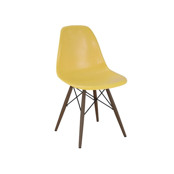 Trige Yellow Mid Century Side Chair Walnut Base (Set of 2)