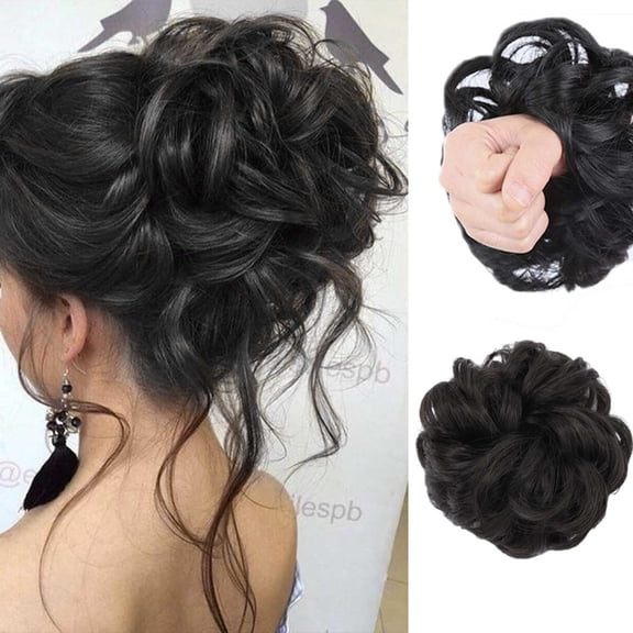 1PCS Messy Hair Bun Hair Scrunchies Extension Curly Wavy Synthetic Chignon Updo Hairpiece for Women