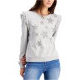 thumbnail image 1 of INC Chandail en Molleton Gris à Strass pour Femmes Manches Longues Col Rond TP, 1 of 1