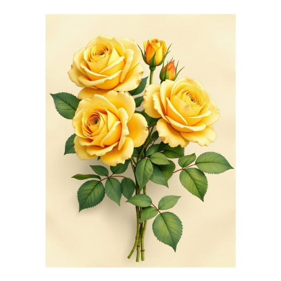 Diamond Art Kit for Adults, Yellow Roses Bouquet Blossoms Diamond Painting for Adults Beginners, 5D DIY Diamond Art Painting Kits, Colorful Diamond Painting Craft for Home Decor 12x16