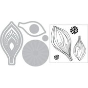 Sizzix Framelits Die & Stamp Set By David Tutera 6/Pkg-Peacock Flower