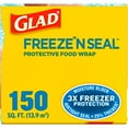 Glad Freeze N Seal Plastic Food Wrap, 150 Square Foot Roll