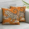 thumbnail image 2 of COMIO  2PCS Pillow Case Room Cushion Cover for Home Chinese Traditional Style Tiger Orange Pattern Throw Pillow Covers(White Stripe Orange Tiger), 2 of 6