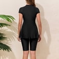 thumbnail image 3 of Women Split Two-Piece Swimsuit Breathable Short Sleeve Solid Color Swim with Boyshorts Modest Bathing Suit,Half Sleeve Modest Swimsuits for Women, 3 of 8