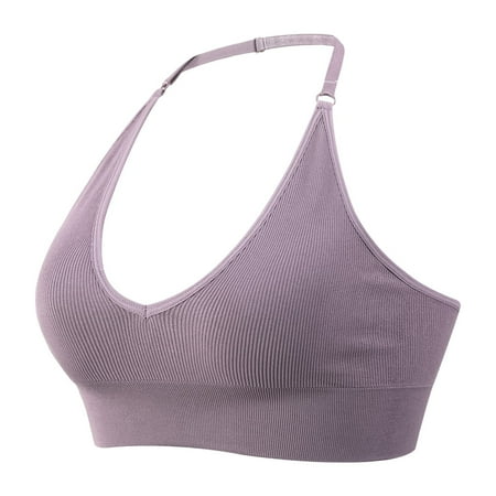 KELINFONG Bra for Women Longline Sports Bra Wireless Seamless Padded Backless Bralette with Adjustable Strap