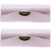 Motique Accessories Light Pink Satin Ladies Lipstick Case With Mirror Purse Holder Set of 2
