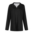 thumbnail image 3 of Womens Fall Tops Women's Fashion Solid Color Lapel Long Sleeve With Pocket Loose T-Shirt Top, 3 of 4