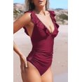 thumbnail image 3 of Women's One Piece Swimsuit Ruffled Lace Up Beach Swimwear Tummy Control Bathing Suit Swimming Costume, 3 of 5
