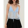 thumbnail image 3 of LMLYSoH Women Tank Tops Lace Tie-Up Halter Neck Casual Vests Summer Backless Sleeveless Tops Streetwear, 3 of 7