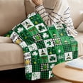 thumbnail image 2 of Green Buffalo Plaid Clover Soft Fleece Throw Blankets for Couch, Saint Patrick Microfiber Bed Blanket, St. Patrick''s Day Gnome, 40x50inch Flannel Blanket Cover for Sofa Travel, for All Seasons, 2 of 6