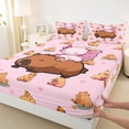 thumbnail image 4 of Erosebridal Pink Axolotl Brown Capybara Full Size Sheets For Kids,Cute Animals Bed Sheets For Capybara Lovers 4 Pieces, 4 of 6
