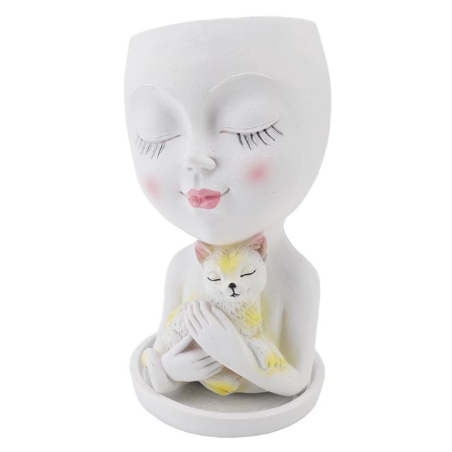 Face Flowerpot, Head Planter Decorative Resin Multifunctional Adorable Drainage Holes for Home for Yard