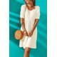 thumbnail image 4 of ABPHQTO Minivestido de mujer de manga corta con espalda abierta y cordones texturizados en beige, 4 of 5