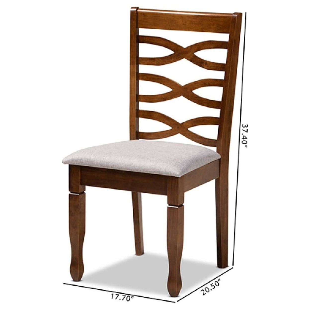Baxton Studio Elijah Modern and Contemporary Grey Fabric Upholstered and Walnut Brown Finished Wood 4-Piece Dining Chair