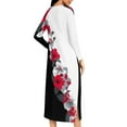 thumbnail image 6 of Aboser Women's Soft Zipper Robe Full Length Long Sleeve Housecoat Elegant Floral Printed Sleepwear Lightweight Loose Fit Nightgowns with Side Pockets, 6 of 9