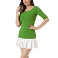 thumbnail image 4 of INSPIRE CHIC T-Shirts à Encolure Bateau pour Femmes Manches Mi-Longues Ajustées Superposition Doux T-Shirt TP Vert Gazon, 4 of 6
