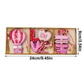 thumbnail image 3 of Valentine Wooden Ornaments Set, Hanging Pink Wood Tag Slices Valentines Day Tree Decorations for Car Home Party Decor, Valentine Day Gift for Lover, 9Pcs, 9.4x3.5in, 3 of 6