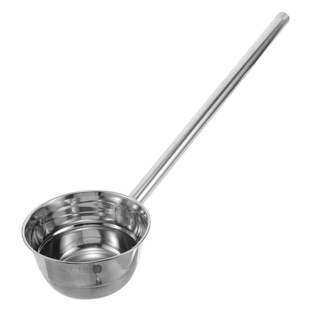 Cucharón grande de acero inoxidable con mango largo para cocina, cucharón de metal para agua, cuchara sopera, cuchara larga para sopa, suministros para el hogar (56,5 cm)